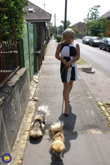 Two Busty Mature Lesbians in Dresses and Heels Lick and Finger Outdoors