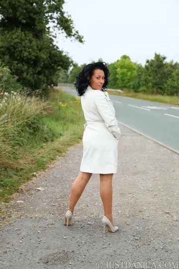 Danica Collins – Ebony MILF with Big Tits Shows Off Her Stockings and Heels Outdoors