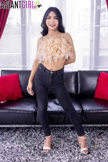 Asian Trans Woman Peels Off Her Jeans and Poses Nude Front and Back
