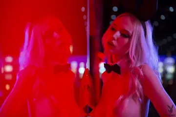 Blonde with Natural Tits Poses Nude and Spreads Her Pussy at Casino