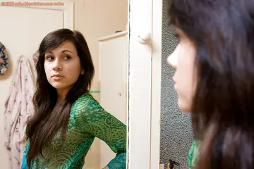 Brunette Amateur Spreads Her Hairy Pussy in the Bathroom