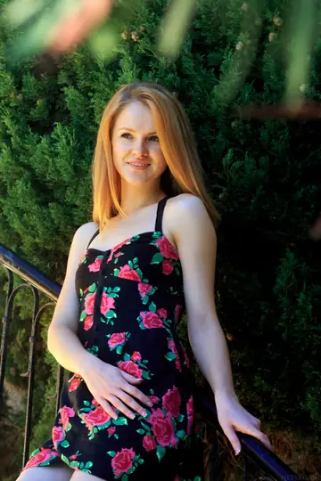 Tall Slim Redhead Poses Nude Outdoors