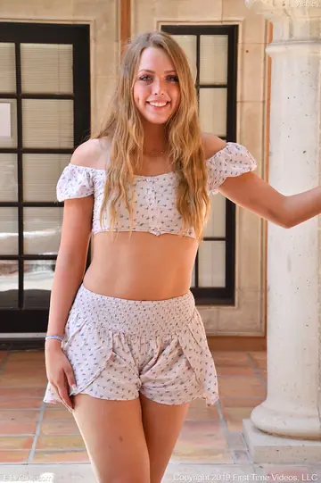 Ashley Red – Tall Blonde Strips Out of Her Shorts and Spreads on the Balcony