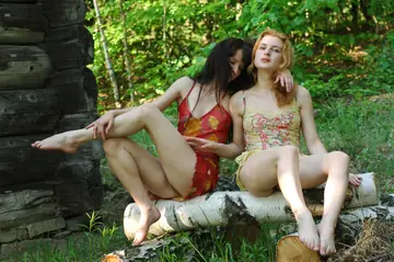 Rita E – European Brunettes in Skirts Lick and Finger Each Other Outdoors