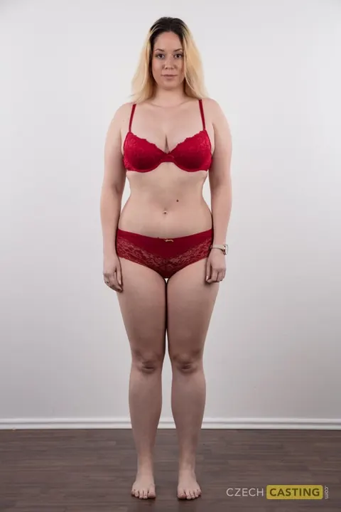 Curvy Czech Amateur Strips Out of Her Lingerie and Skirt in Heels – photo 6 of 20