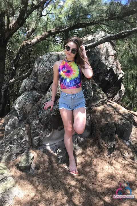 Megan Marx: Petite Brunette Strips and Spreads Outdoors – photo 12 of 21
