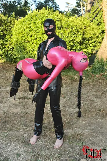 Latex Lucy – Brunette MILF in Latex Sucks Cock Deep While Bound