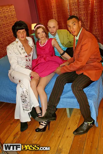 Latina in a Skirt Takes Double Penetration in Interracial Gangbang