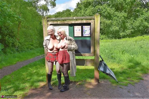 Mature British Blonde Flashes Her Tits in Public Park – photo 6 of 16