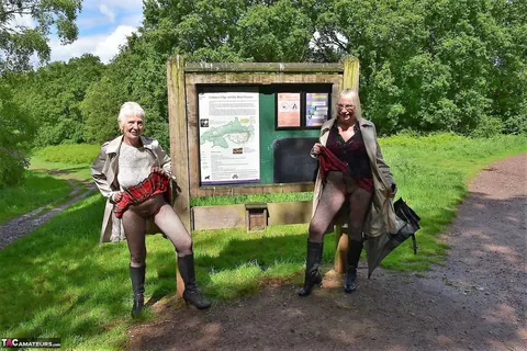 Mature British Blonde Flashes Her Tits in Public Park – photo 4 of 16