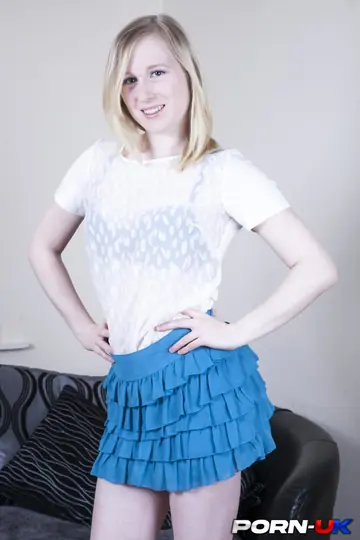 Satine Spark – Busty British Blonde in a Skirt Sucks Cock and Takes a Cumshot