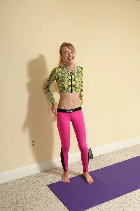 Kristy May: Slim Blonde Strips Out of Her Yoga Pants to Fuck Herself with a Dildo – photo 1 of 21
