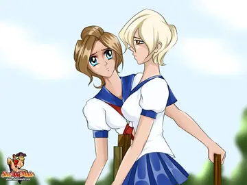 Busty Trans Women Peg Each Other and Cum Together
