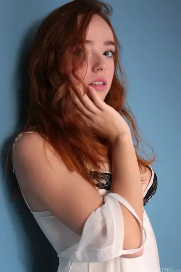 Rinna Ly – Ukrainian Redhead in Lingerie and Stockings Shows Off Her Natural Tits