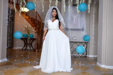 August Taylor – Curvy Latina Bride Strips Out of Her Wedding Dress and Lingerie
