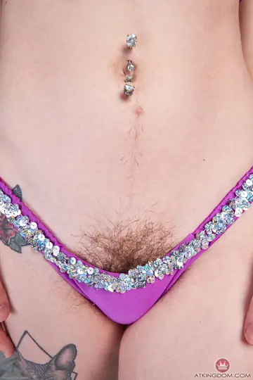 Rosalyn Sphinx – Brunette in a Bikini Shows Her Hairy Bush and Tattoo