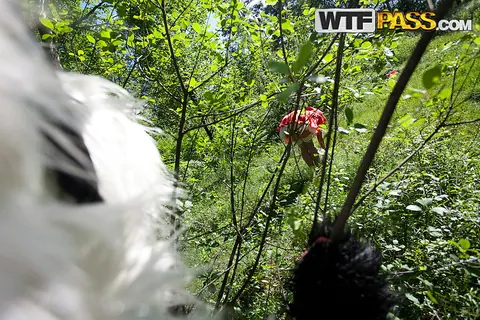 Lupe Burnett: Redhead in Costume Sucks Cock and Takes Anal Outdoors – photo 7 of 16