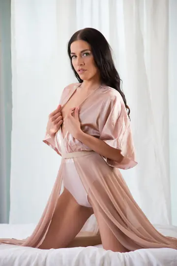 Eveline Dellai – Slim Brunette in Panties Gives a Blowjob and Takes Anal Doggy Style