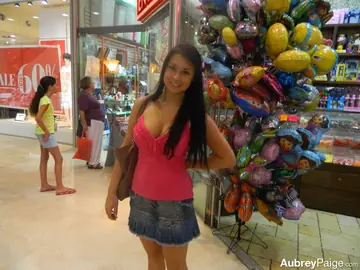 Aubrey Paige – Brunette Bares Her Big Natural Tits in Public