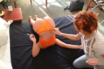 Tall Redhead PAWG in Glasses Strips to Show Her Tan Lines