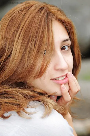 Petite Latina Redhead Spreads Her Hairy Pussy and Shows Her Feet Outdoors