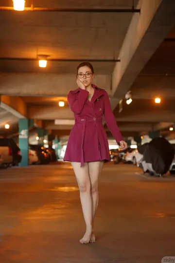 Redhead with Glasses Flashes Her Natural Tits Outdoors