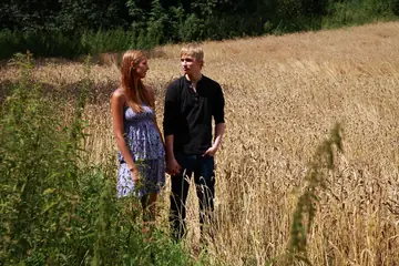 Kitty Jane – Tall Brunette in a Skirt Fucked Outdoors Takes a Cumshot on Her Tits