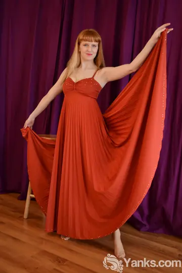 Pale Redhead Strips Out of Her Dress and Opens Her Pierced Pussy