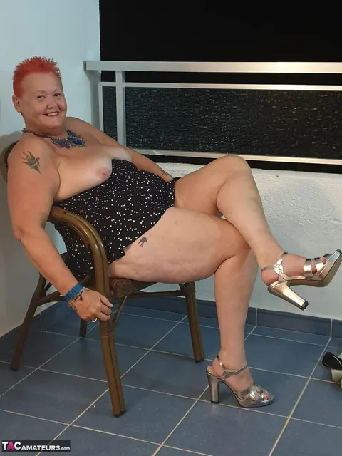 Valgasmic Exposed: BBW Redhead in Heels Presses Big Tits and Spreads Wide – photo 6 of 20