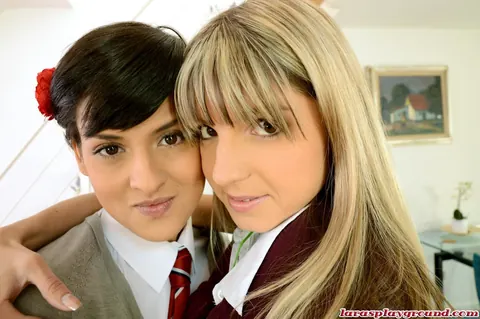 Coco De Mal: Brunette MILF in Stockings and Uniform Eats Pussy – photo 3 of 18