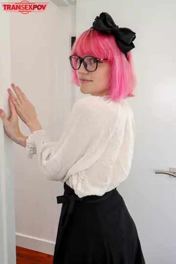 Trans Woman Undresses for POV Anal Sex with a Man