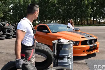Slim Latina Sucks Cock and Takes Cum by a Sports Car