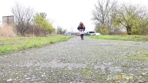 Katy Rose: Pale Czech Redhead Pisses and Spreads on a Public Path – photo 1 of 14