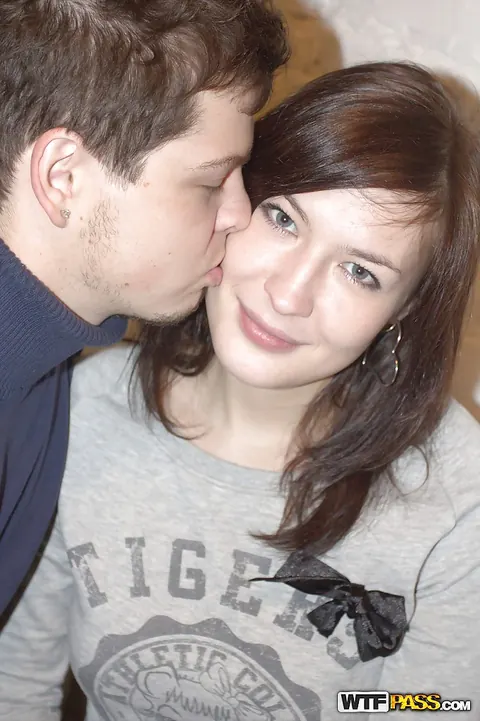 Amateur Brunette in Jeans Sucks Cock and Gets Fucked Doggy Style – photo 1 of 16