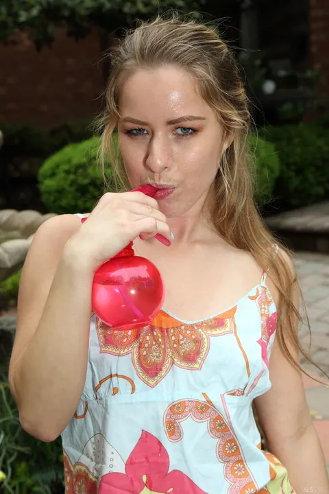 Lilly Ford: Slim Blonde Works Two Dildos for Double Penetration Outdoors – photo 2 of 21