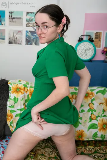 Australian Brunette with Short Hair and Glasses Spreads Her Hairy Pussy