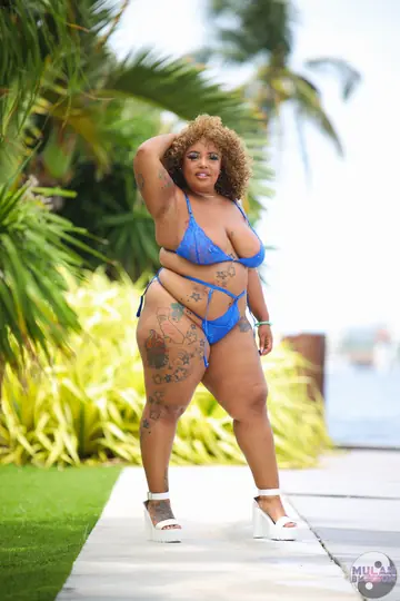 Curvy Ebony MILF Reveals Bikini Under Lingerie