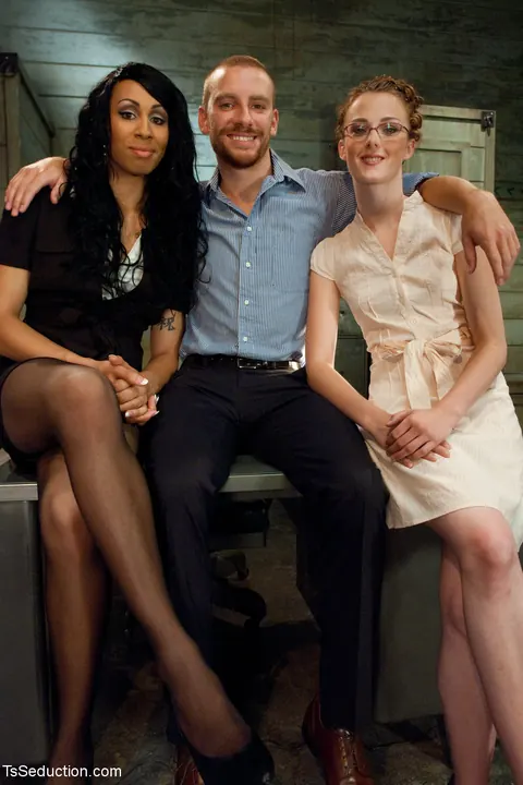 Honey FoXXX: Slim Redhead in Glasses and High Heels Has a Threesome – photo 2 of 20