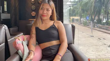 Slim Asian Babe with Short Hair Fucks in the Hotel with Panties Aside