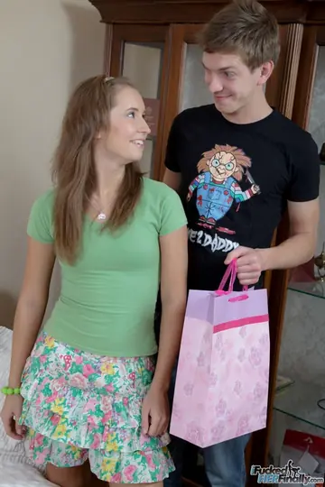 Petite Redhead in a Skirt and Socks Takes a Facial and Swallows