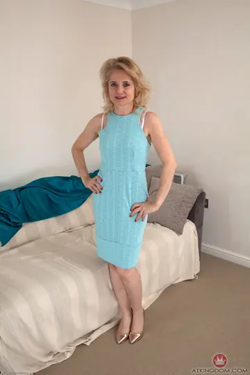 Mature Blonde Lifts Her Skirt and Spreads Her Hairy Pussy
