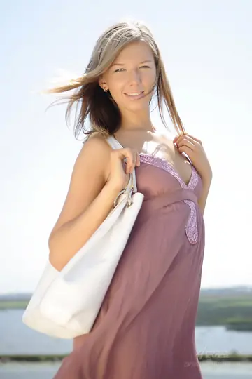 Lena I – European Blonde Flashes Her Skirt and Bares Her Tits
