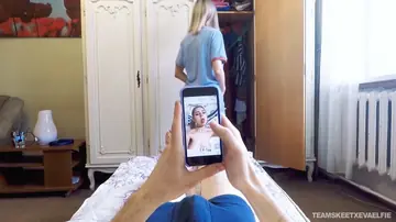 Eva Elfie – Blonde Russian Jerks a Hard Cock onto Her Big Natural Tits in Panties