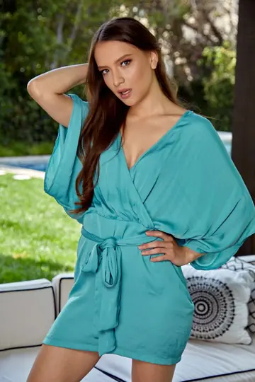 Izzy Lush – Brunette PAWG Strips Out of Her Bikini on the Patio Sofa