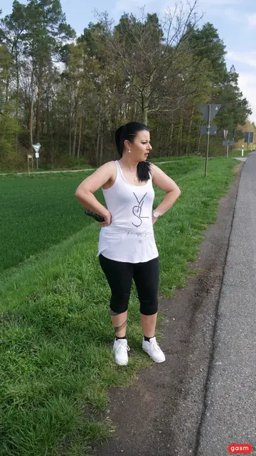 Busty Chubby Brunette Gets Fucked Doggy Style Outdoors