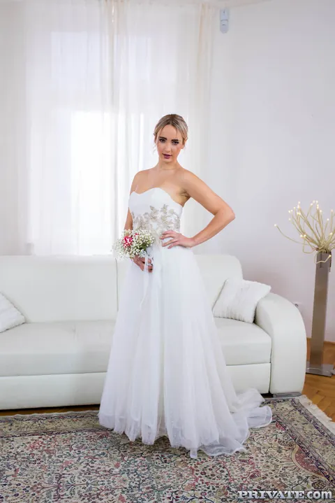 Anna Khara: Blonde Bride in a Dress Takes Anal in a Threesome – photo 1 of 20