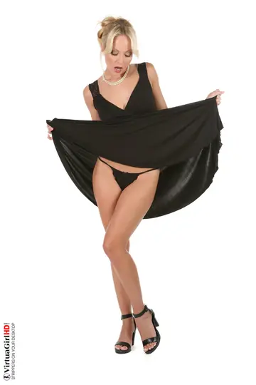 Jana Cova – Skinny Czech MILF Sheds Her Black Dress and Thong in Heels