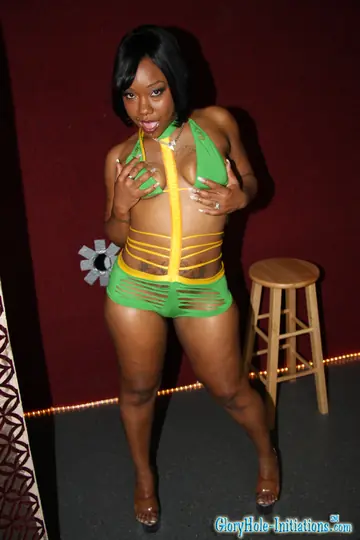 Unique LaSage – Thick Ebony Woman in a Bikini Shows Her Big Ass and Sucks Gloryhole Cock
