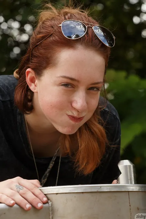 Kelsey Berneray: Redhead Shows Her Big Natural Tits Outdoors – photo 1 of 12