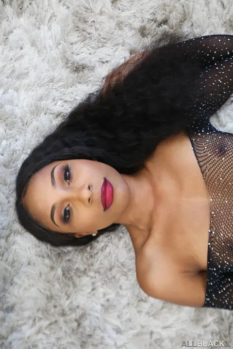 Olivia Jay: Slim Ebony Brunette Rides BBC in Fishnet Bodysuit – photo 4 of 21